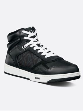 Worn 1x DIOR B27 CD diamond pattern high top sneakers black gray white men’s 43